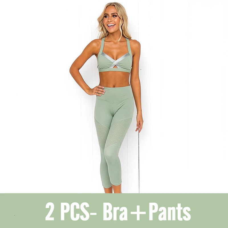2 PCS Suit Новинка, майка для йоги, бодибилдинга, набор, женская мода, обтягивающие брюки, спортивный костюм для йоги, бюстгальтер, штаны для женщин, фитнес, спортивная одежда, костюмы - Цвет: 2 PCS Suit