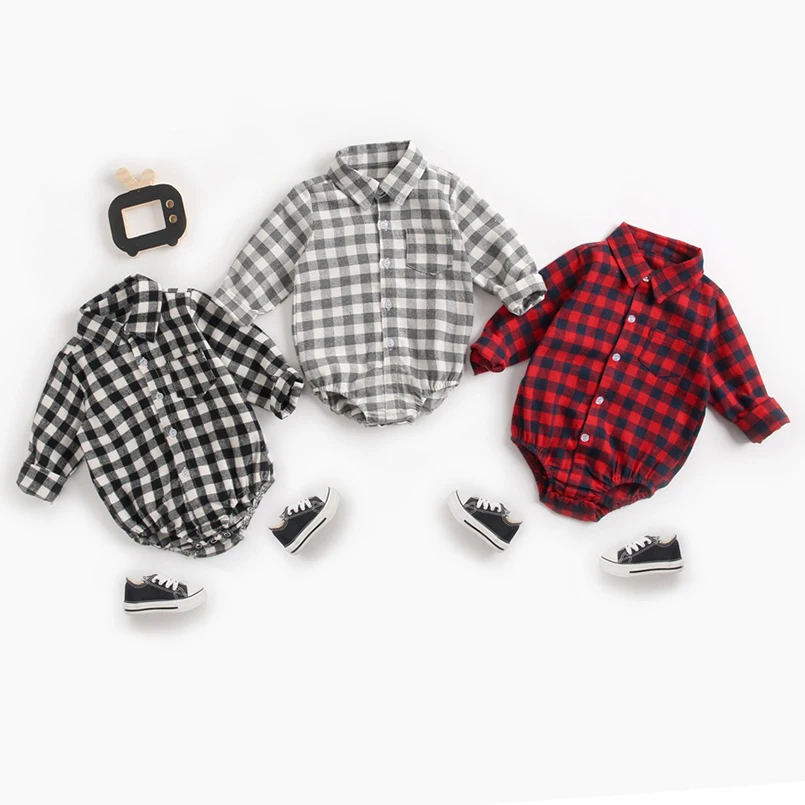 

Lovely Newborn Infant Baby Boy Christmas Clothing Set Long Sleeve Red Plaid Girls Romper Jumpsuit Party Outfit Xmas Baby Costume