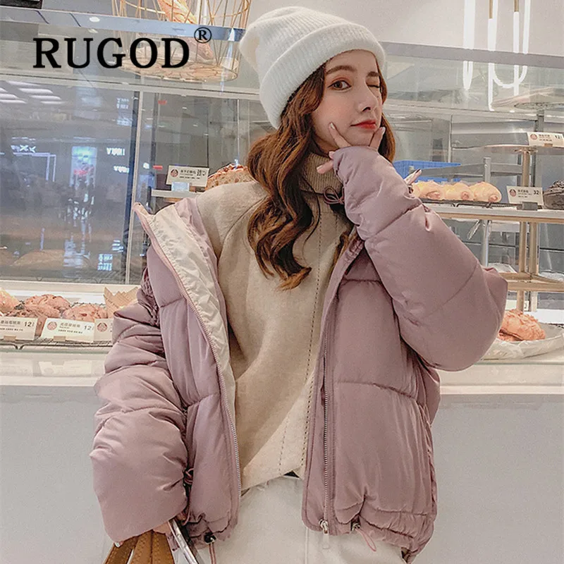 RUGOD корейское Новое однотонное хлопковое пальто Женская мода ins короткие мягкие