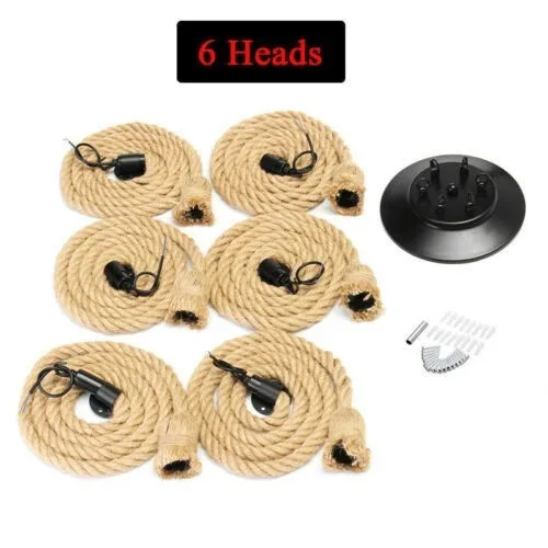 

Nordic Vintage Hemp Rope Chandelier Antique Classic Adjustable Diy Spider Lamp Light Ceiling Retro Edison Bulb Pendant Lamp Home