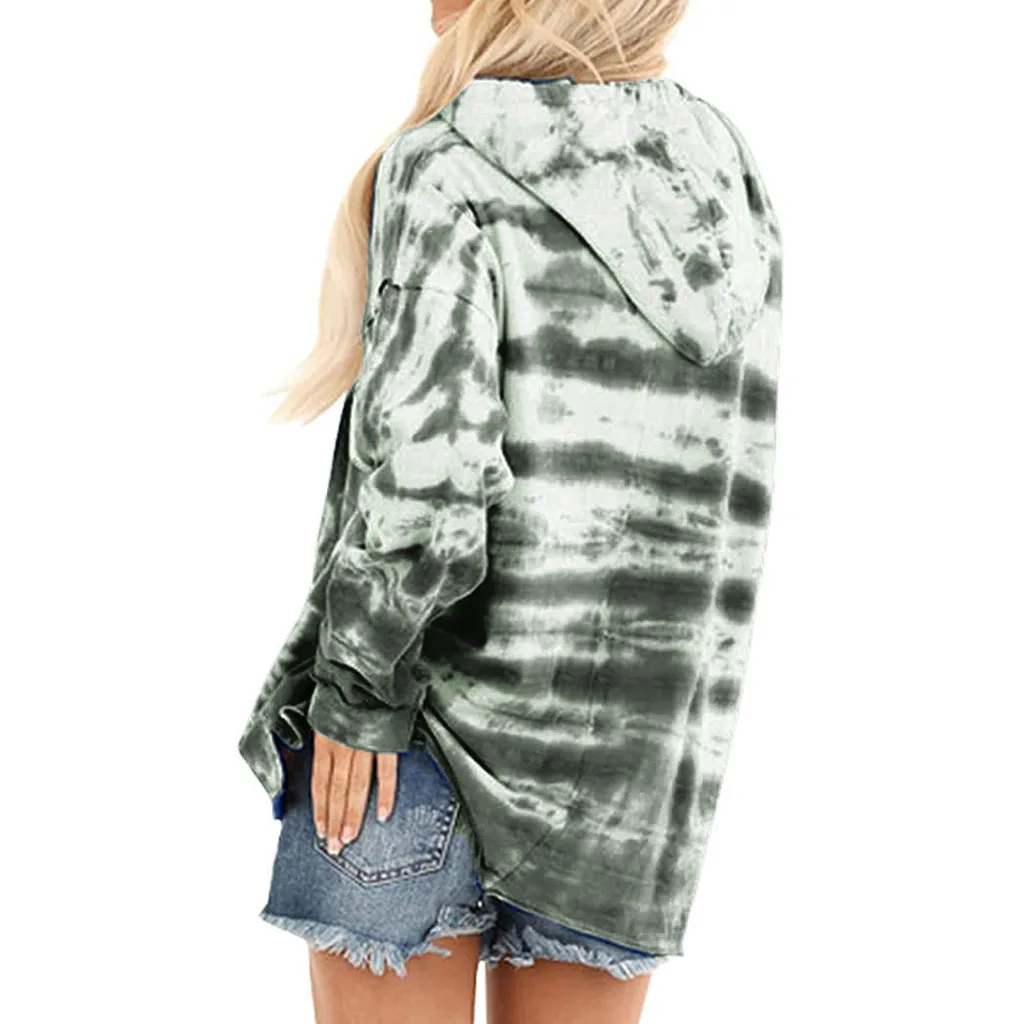 

Women Fashion Casual Loose Tie-dye Hooded Long-sleeved Sweater Sweatshirts Female 2020 Warm Hoodies Lady Tops