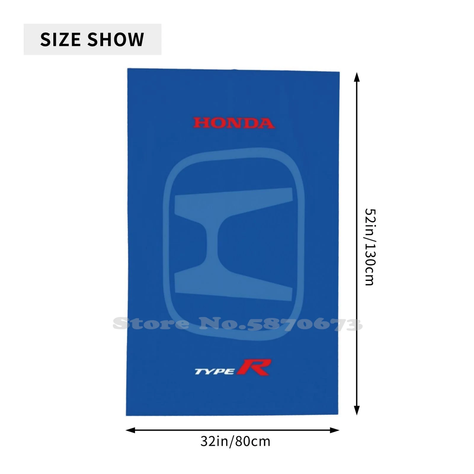 Индивидуальное мягкое полотенце для душа Honda H Type R голубое Civic Accord Тип мотор типа r