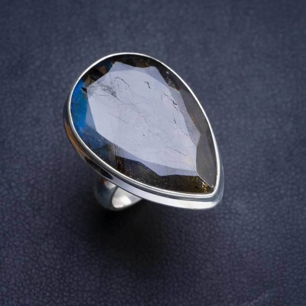 Натуральное голубое огненное Лабрадорит ручной работы уникальное 925 пробы