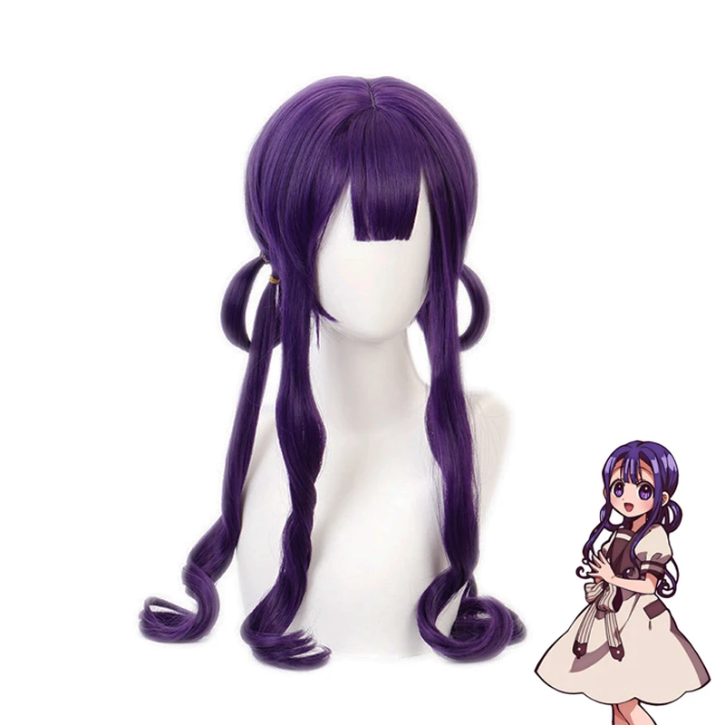 

Anime Kwai Akane Aoi Purple Long Wig Cosplay Costume Jibaku Shounen Toilet-bound Hanako-kun Synthetic Hair Women Wigs