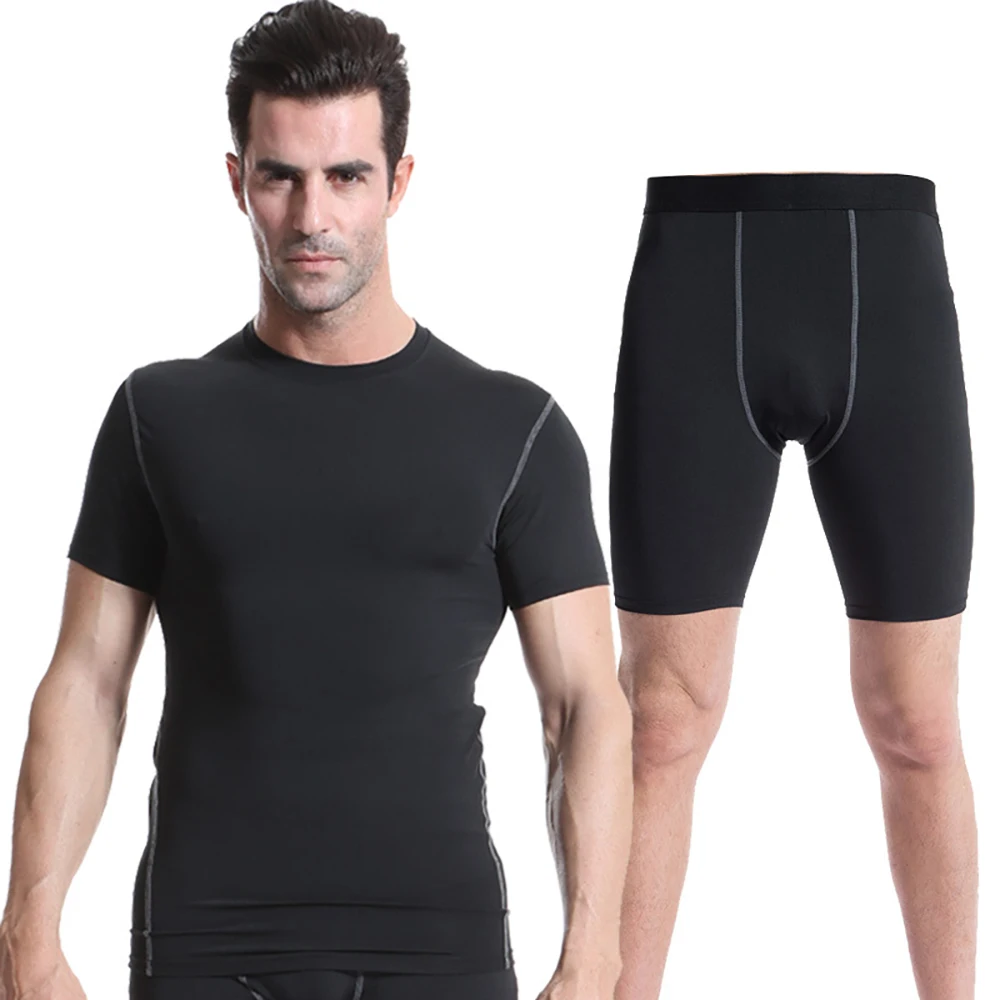 

Men Tracksuit T-shirt Shorts Set Compression Underwear Running Jogging Gym Fitness joggers Tight Sportswear Rash guard MMA