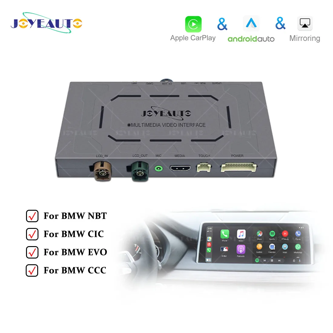 구매 Joyeauto 카플레이 인터페이스 BMW E90 F30 F20 X5 E70 X3 X1 쿠페 EVO CCC CIC NBT 무선 애플 카플레이 안드로이드 자동 미러링
