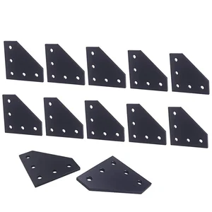 12pcs 60x60x4mm 3d printer 90 degree l shape with 5 holes connection plate for cnc 2020 v groove aluminum profile free global shipping