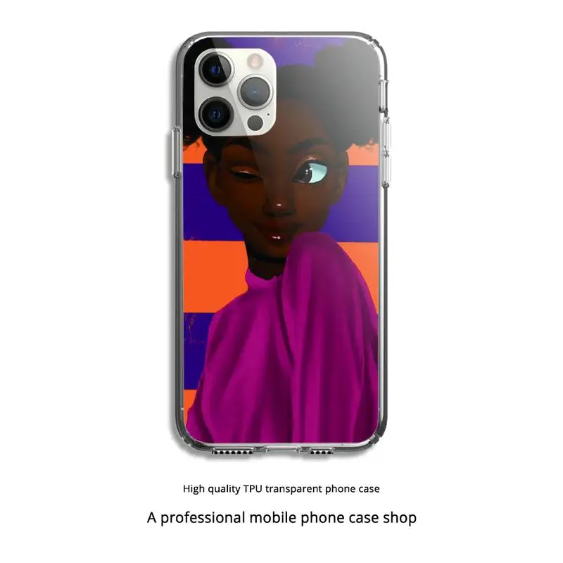 

Black Girl Magic Melanin Queen Phone Case Clear Cover For Iphone 5 6 7 8 11 12 Plus XR X XS SE2020 11/12PRO Max Transparent