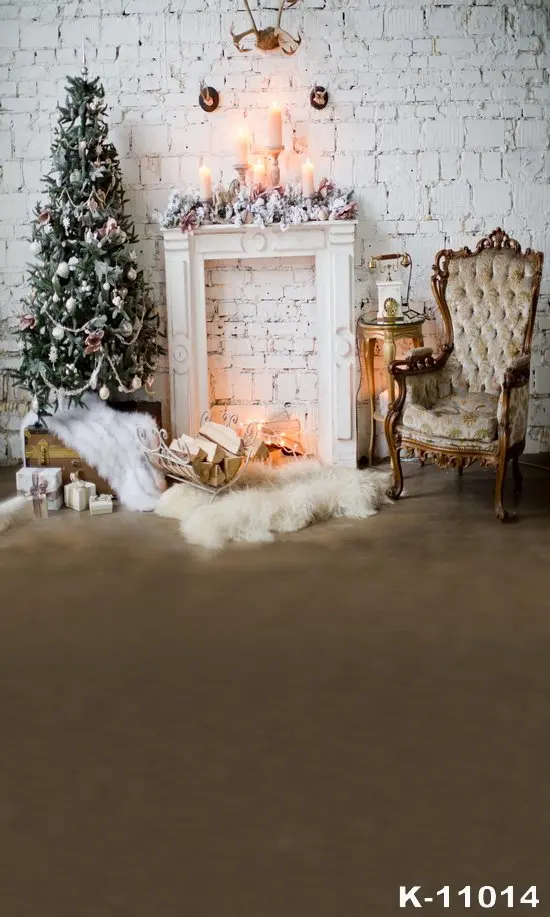 

Christmas Fireplace Photography Backdrop white Brick Wall Background Xmas Eve Party Supplies Decoration Banner Photo Booth Props