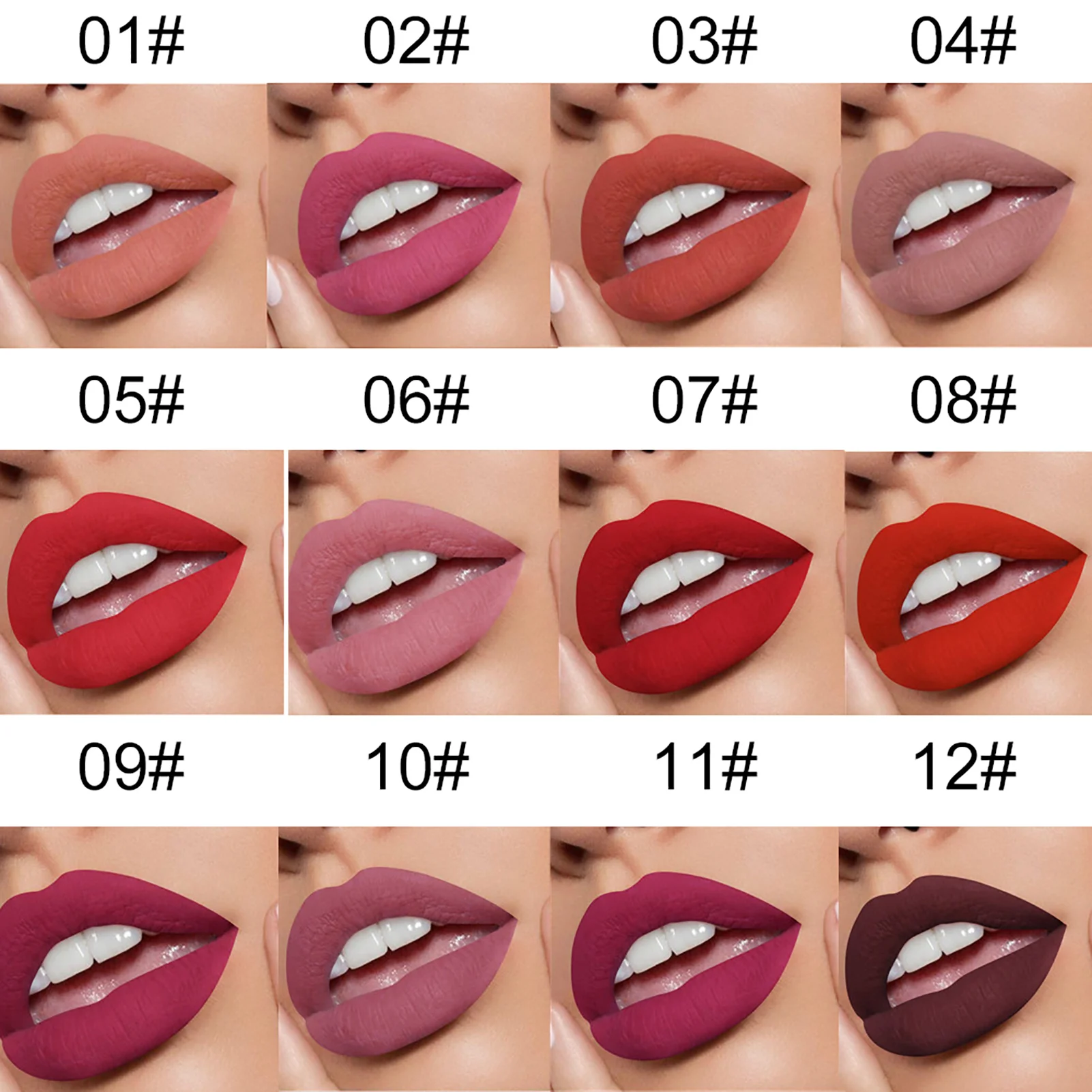 

12 Colors Sexy Red Brown Makeup Matte Lipsticks Beauty Lips Matte Waterproof Velvet Lip Stick Women Makeup Gift Lipstick