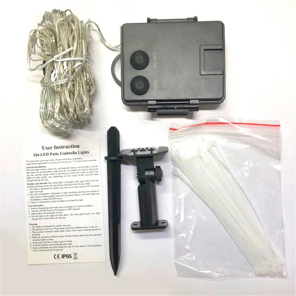 Светильник зонт на солнечной батарее 104 светодиодов водонепроницаемый