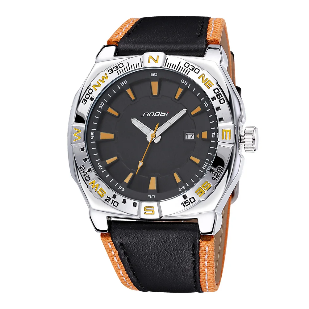 

2020 Luxury Brand Sports Men's Watch Leather Strap Military Automatic Date Waterproof Quartz Men's Watch Relogio Masculino