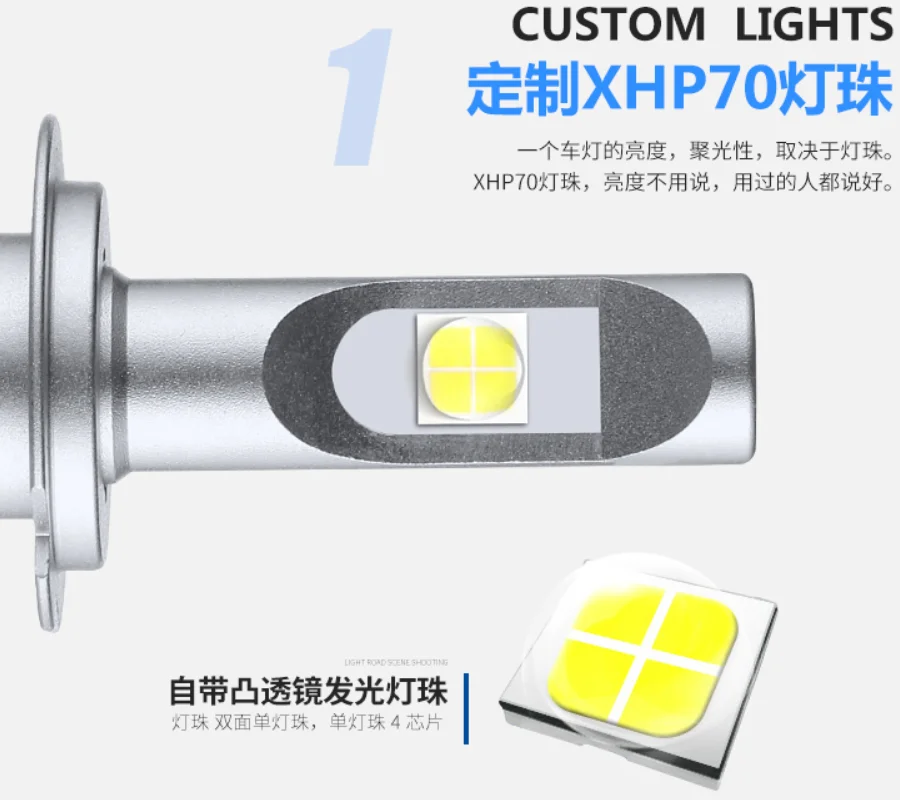 Xhp70 светодиодный H11 H7 H8 H9 HB3 9006 9005 9012 H16 лампы для передних фар H4 D2S D2H D1S D3S D4S фары 6000k светодиодная лампа противотуманных фар 12-24V