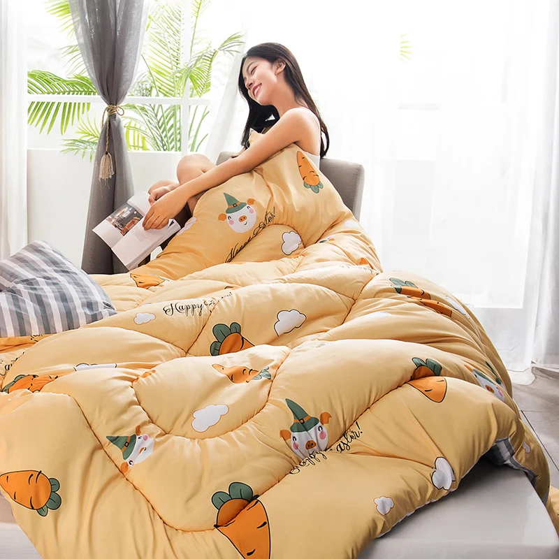 Luxury Printing 100% Feather Fabric Comforter  Winter Thick And Warm Duvet Bread Shape Comforter Quilt Bed Set Blanket New Style