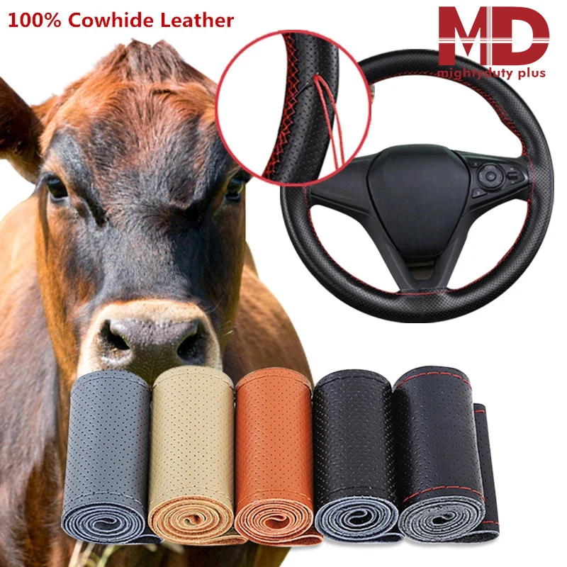 Кожаный Плетеный чехол на руль автомобильный аксессуары для салона автомобиля с