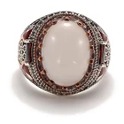 Оригинальное винтажное красное эмалированное белое циркониевое серебряное кольцо для мужчин в стиле панк