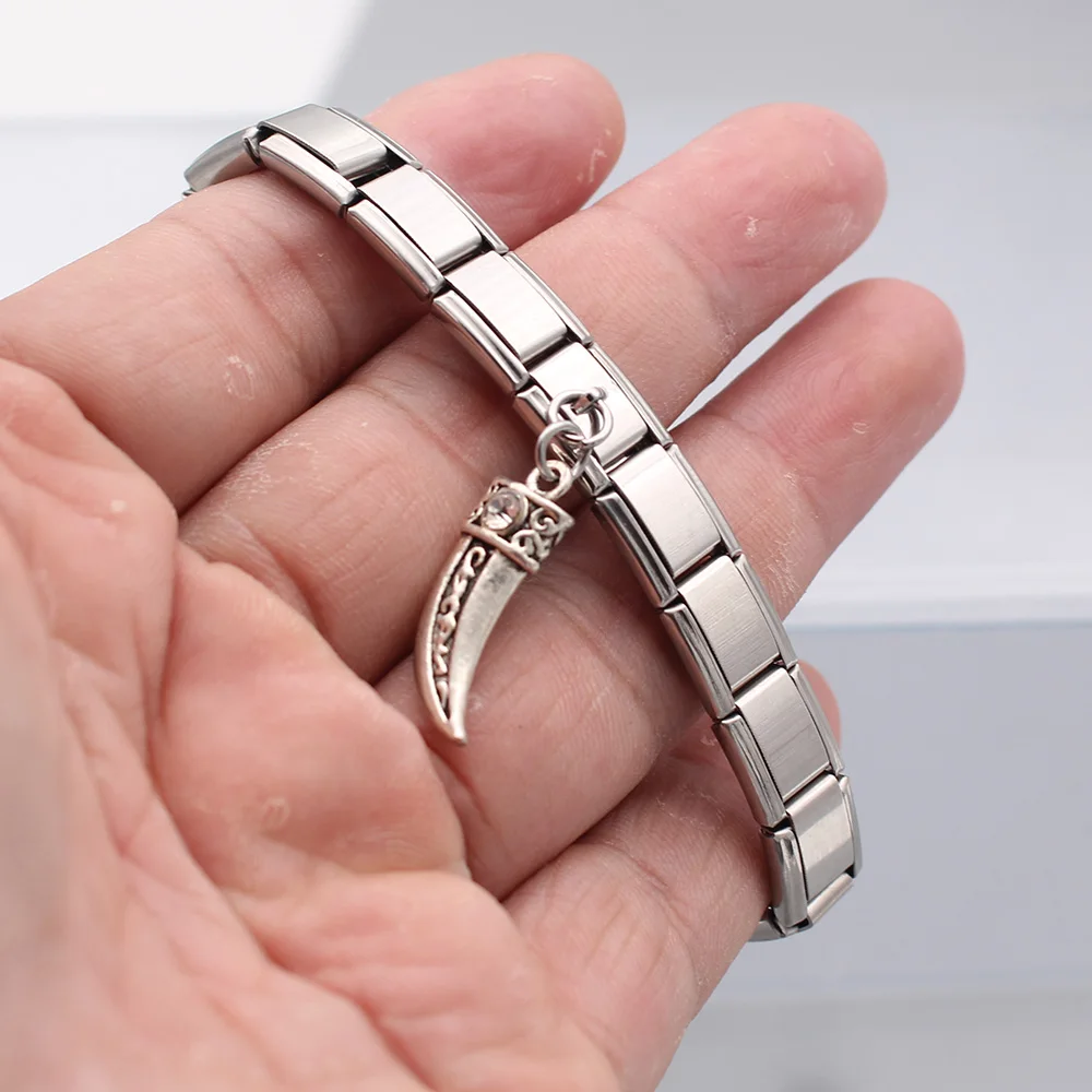 Женский браслет из нержавеющей стали Hapiship оригинальный 9 мм с мачете и фианитом