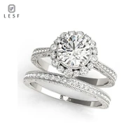 lesf 925 silver wedding bands ring 1 carat moissanite diamond anniversary jewelry for women unique design enqaqement ring sets