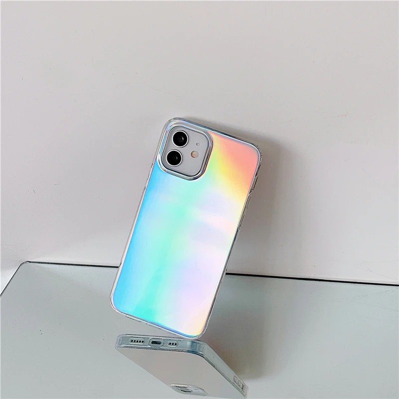 

Hot Luminous Laser Case For iPhone 11 Pro Max 12 Mini 12 Pro Max 7 8 Plus X XR XS Max SE 2020 Soft IMD Shockproof Back Cover