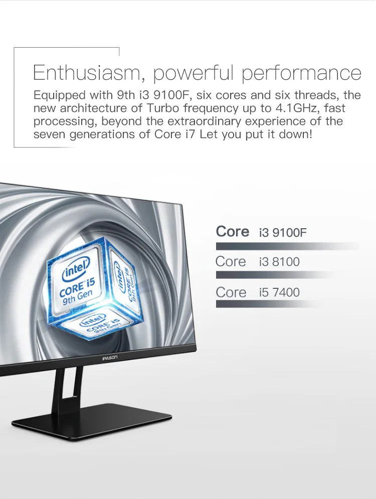 IPASON Mover X 23,8-дюймовый ультратонкий моноблочный компьютер 9th Gen Intel i3-9100F DDR4 8G ram 240G SSD GT1030-2G выделенная карта