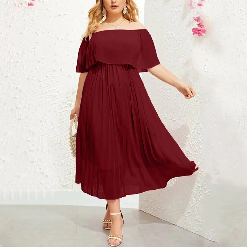 Женское длинное шифоновое платье размера плюс 5xl элегантное Плиссированное