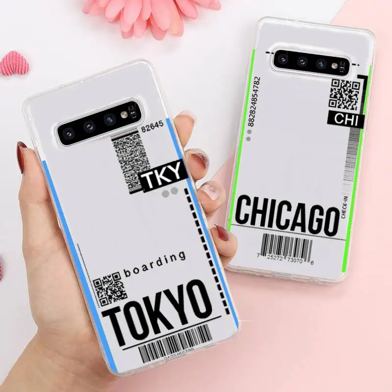 

Travel around the world Air ticket Phone Case Transparent For Samsung Galaxy A S Note 9 10 51 50 71 70 80 20 21 30s ultra plus