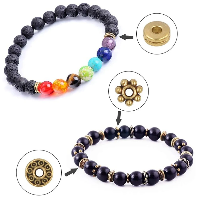 

600Pcs Spacer Beads Jewelry Bead Charm Spacers Alloy Spacer Beads for Jewelry Making DIY Bracelets Necklace and Crafting