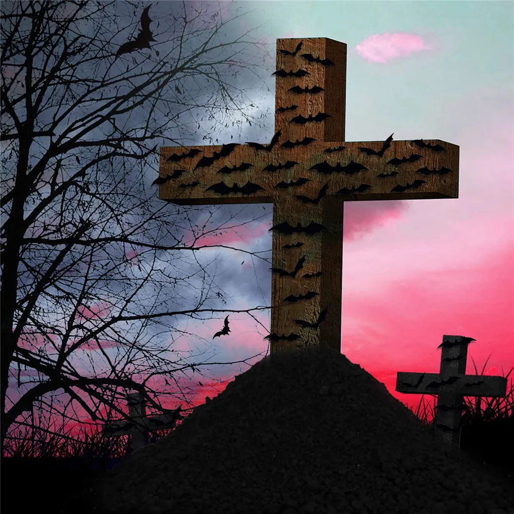 24/48 шт. 3D черная летучая мышь из ПВХ | Дом и сад