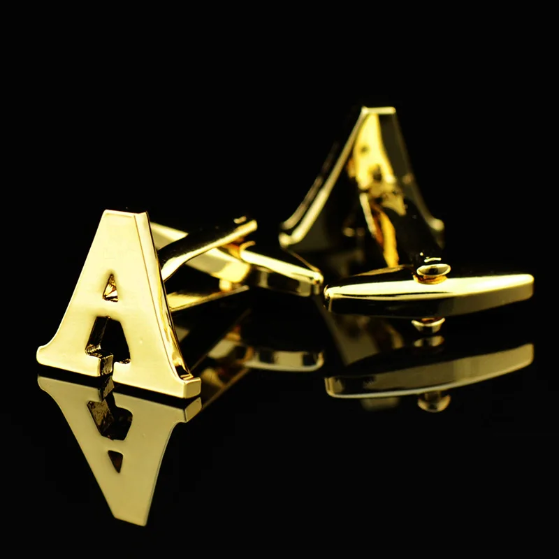 26 английские буквы Модные мужские ювелирные изделия Золотой Цвет Медь рубашки