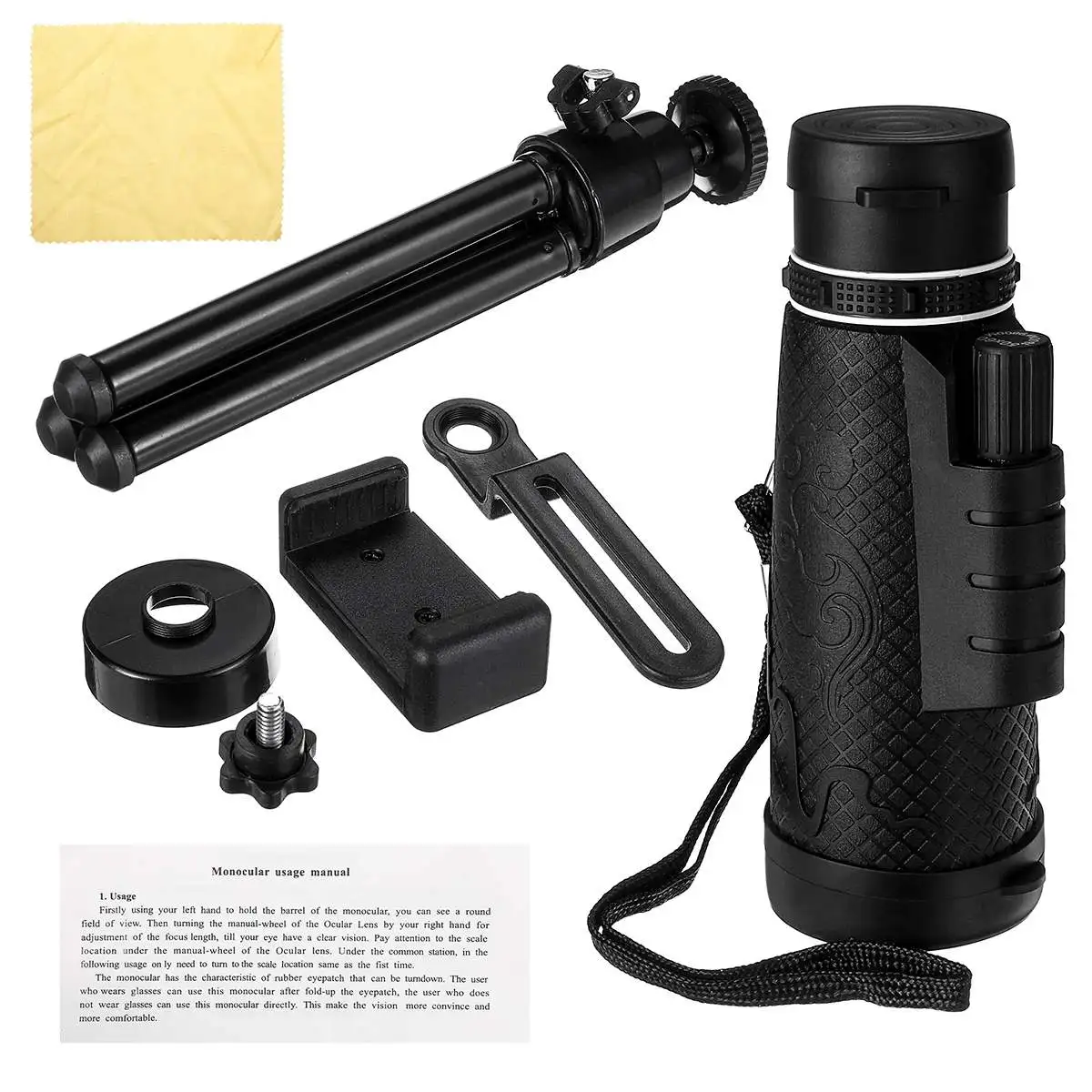 TelescopicTripod Set 50x60 80x100 увеличение портативный монокуляр, Телескоп, Бинокль зум Монокуляр Военный HD Профессиональный Охота - Цвет: TelescopicTripod Set