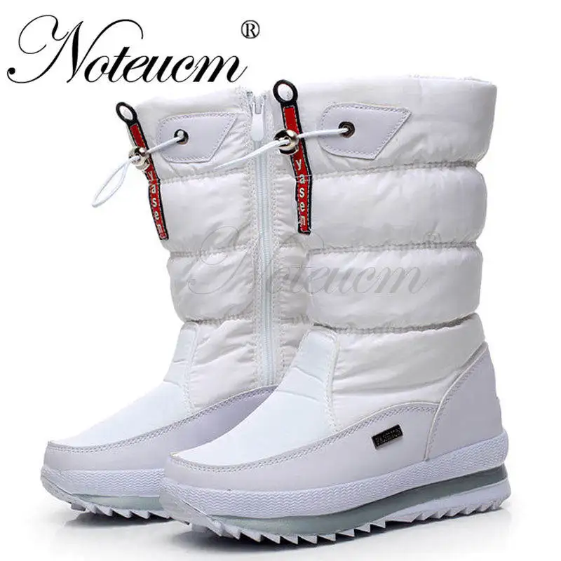 A52W01 white Г. Женские высокие зимние красные и белые теплые водонепроницаемые высокие сапоги Высокая корабельная обувь женские зимние сапоги с Плюшевым Мехом - Цвет: A52W01 white