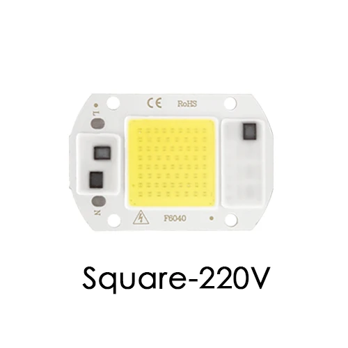 Square 220V Светодиодный COB чип лампа Smart IC 3 Вт 5 Вт 7 Вт 10 Вт 20 Вт 50 Вт 70 Вт 100 Вт 150 Вт Встроенный прожектор заливающего света нет необходимости привода DIY светильник из бисера точечный светильник - Emitting Color: Square 220V