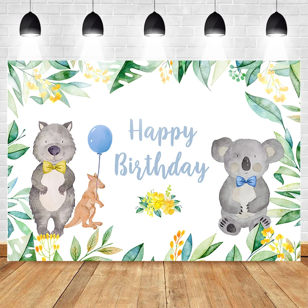 

Mehofoto Australian Animal Backdrop Koala Themed Boy Birthday Photography Background Blue Boy's Birthday Party Banner Backdrops