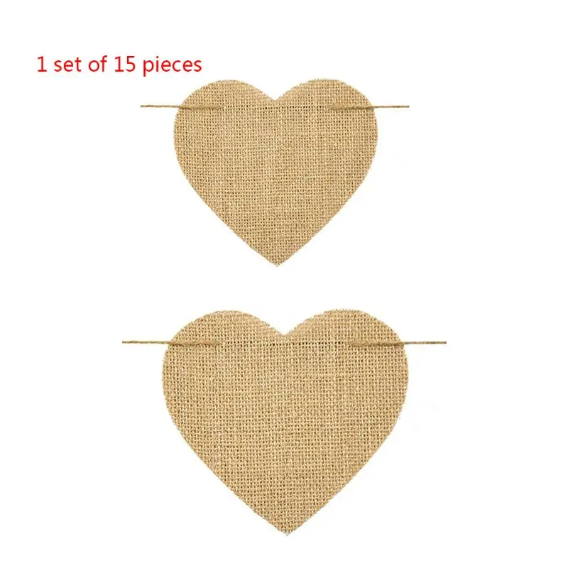 

1Set Party Banner Heart Shaped DIY Hanging Flag 15PCS Love Shape Flag for Valentine's Wedding Baby Shower Party Decor