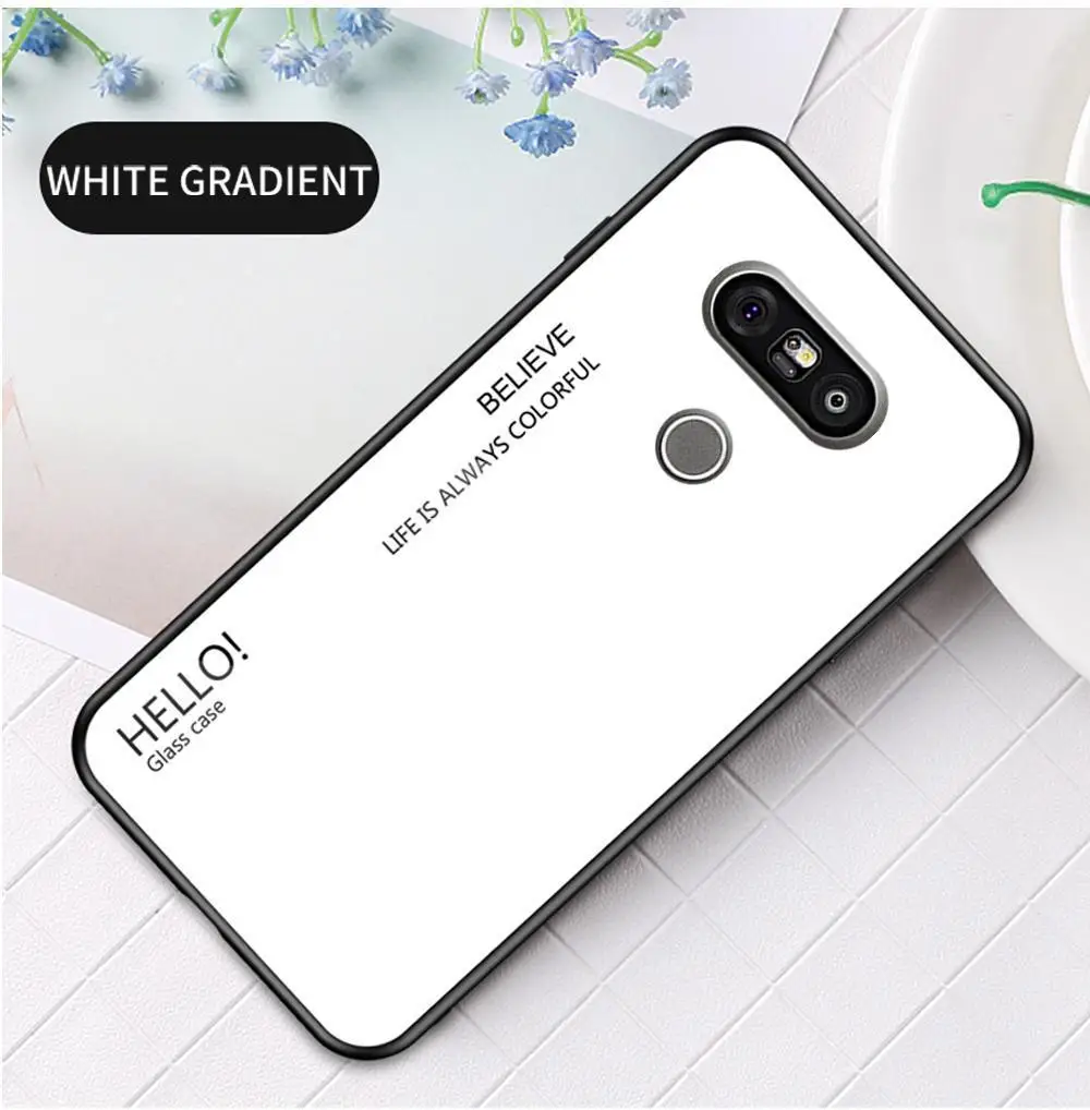 Блестящий градиент закаленное Стекло чехол для LG G5 G6 G7 G8 ТПУ Мягкий противоударный edge чехол для телефона на стене для LG G8 G7 G6 G5 задняя защитная крышка