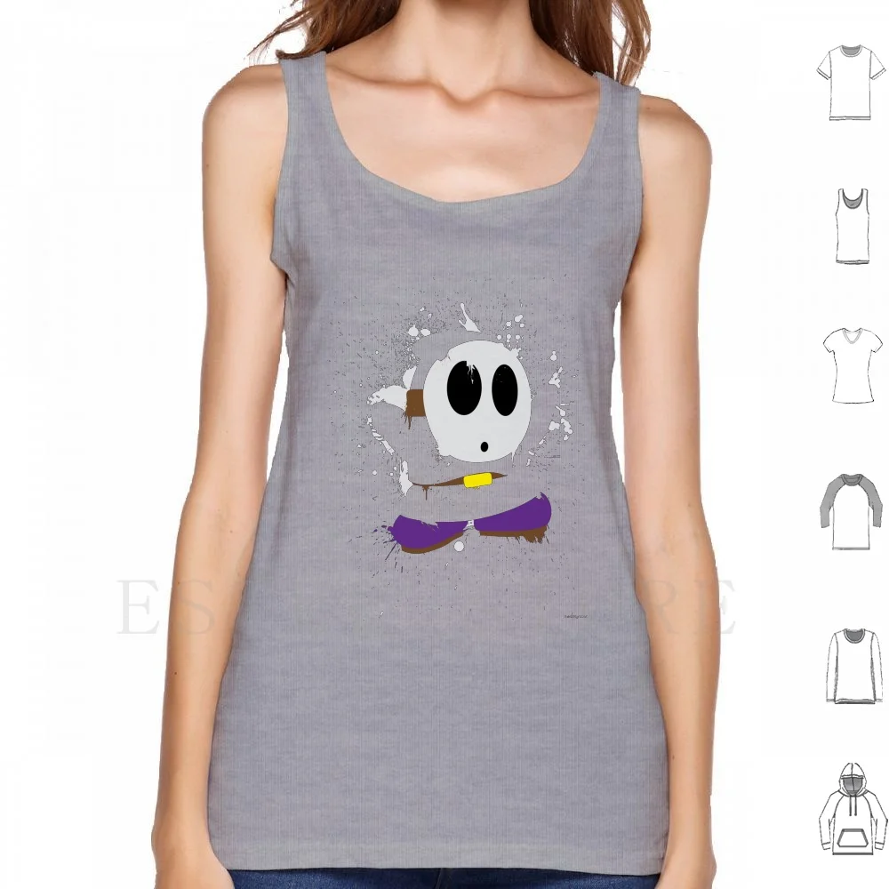 

Splattery Shy Guy Style 1 Tank Tops Vest Cotton Gaming Super Shy Guy Yoshi Yoshis Island Red Nes Snes Super World Shyguy