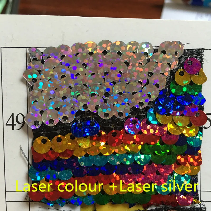 Laser colour silver 130 см x 50 см Реверсивный Русалка рыбья чешуя блесток ткань зеленый/розовое золото блесток ткань с пайетками для платьев/бикини/наволочки - Цвет: Laser colour silver