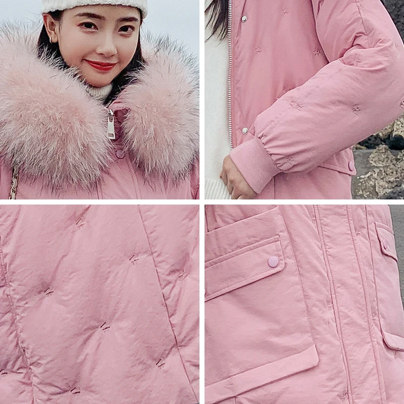 Длинные пальто большой меховой воротник парка женские s куртки 2019 Новое