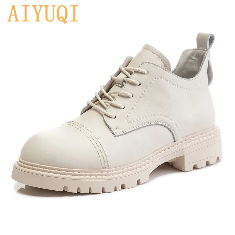 

AIYUQI Sneakers Women Autumn 2021 New Genuine Leather Women's Shoes Lace Up Casual Flat Breathable White Trend Shoes Women