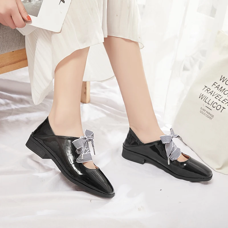 Flats British Style Oxford Shoes Women Spring Soft Leather Bowknot Flat Heel Casual Pointed Toe Lazy Womens U19-88 | Обувь