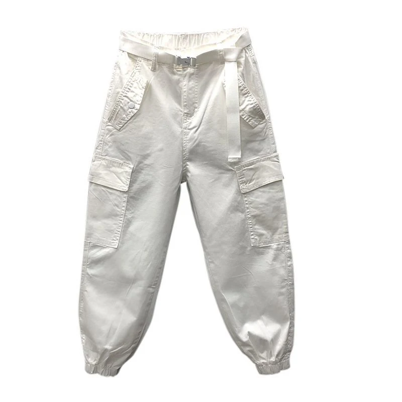 

Spring Summer New Fashion Women Elastic Waist White Denim Harem Pants All-matched Casual Loose Jeans Plus Size