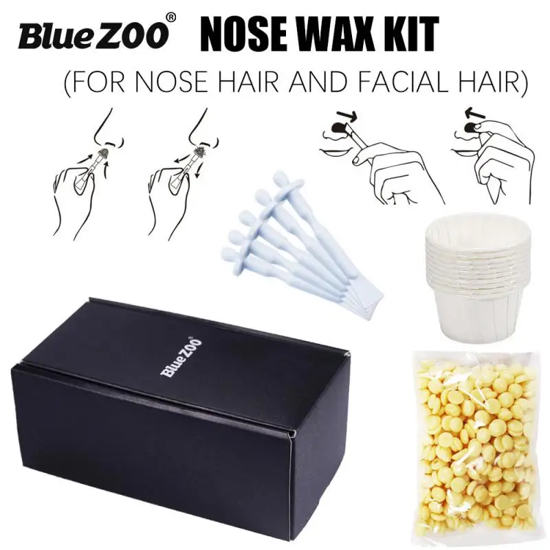 

Blue ZOO 50g Nose Hair Removal Wax Kit Painless Easy Mens Nasal Waxing Nose Hair Wax Beans Cleaning Wax Kit For Women Men TSLM1