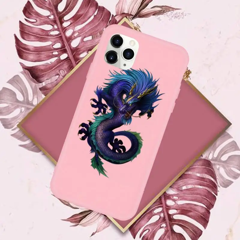 

Luxury Cool Dragon Phone Case Pink Candy Color for iPhone 11 12 mini pro XS MAX 8 7 6 6S Plus X SE 2020 XR