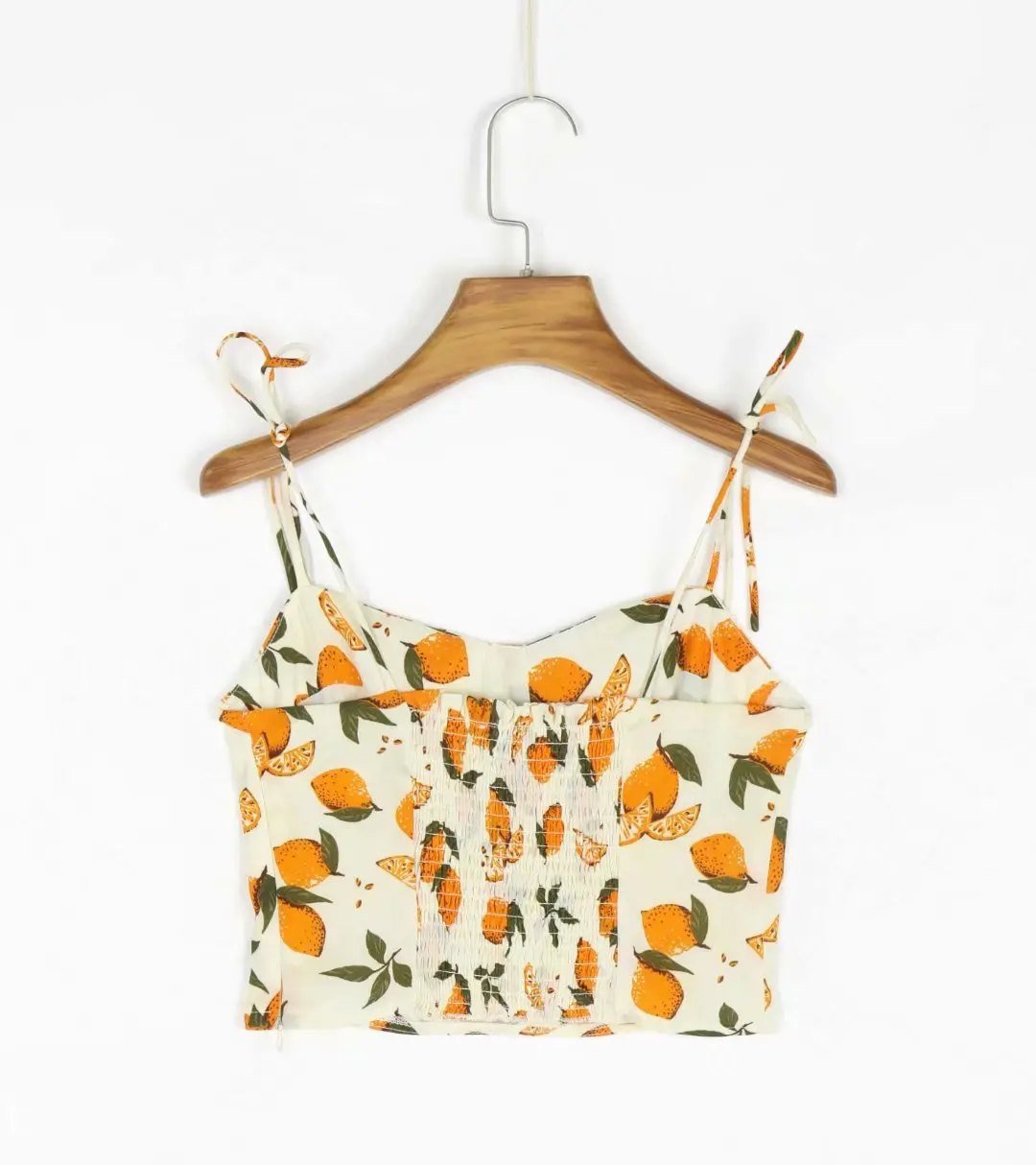 Топ Женский приталенный с винтажным принтом лимона модная желтая майка на