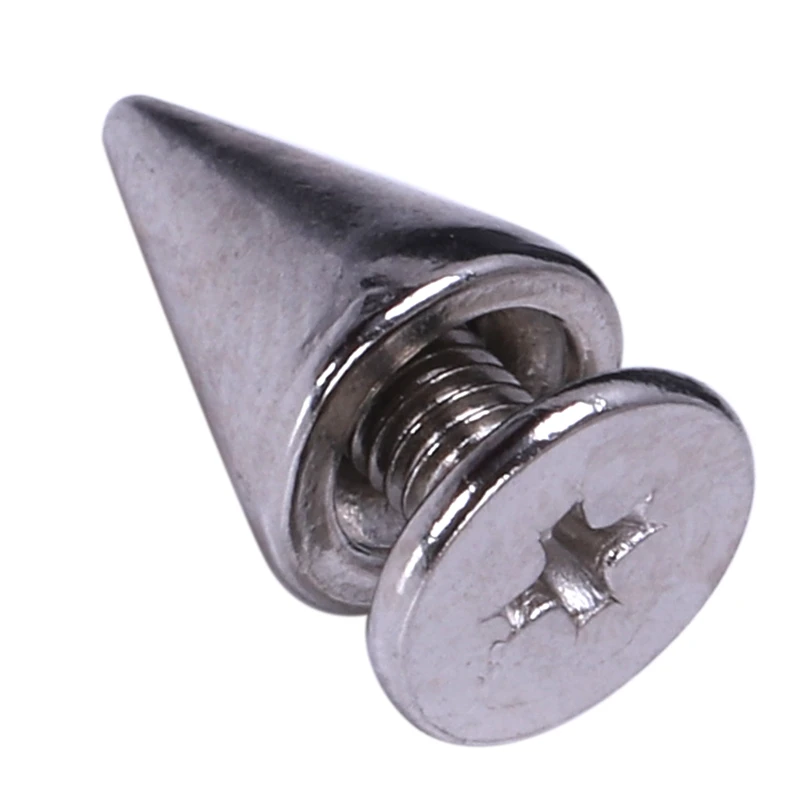 

100pcs/set 9.5mm Silver Cone Spikes Screwback Studs DIY Craft Cool Rivets Punk Promotion