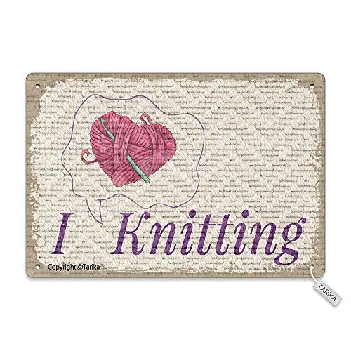 

I Love Knitting Retro Look 8X12 Inch Metal Decoration Crafts Sign for Home Kitchen Bathroom Farm Garden Garage Inspirational Quo