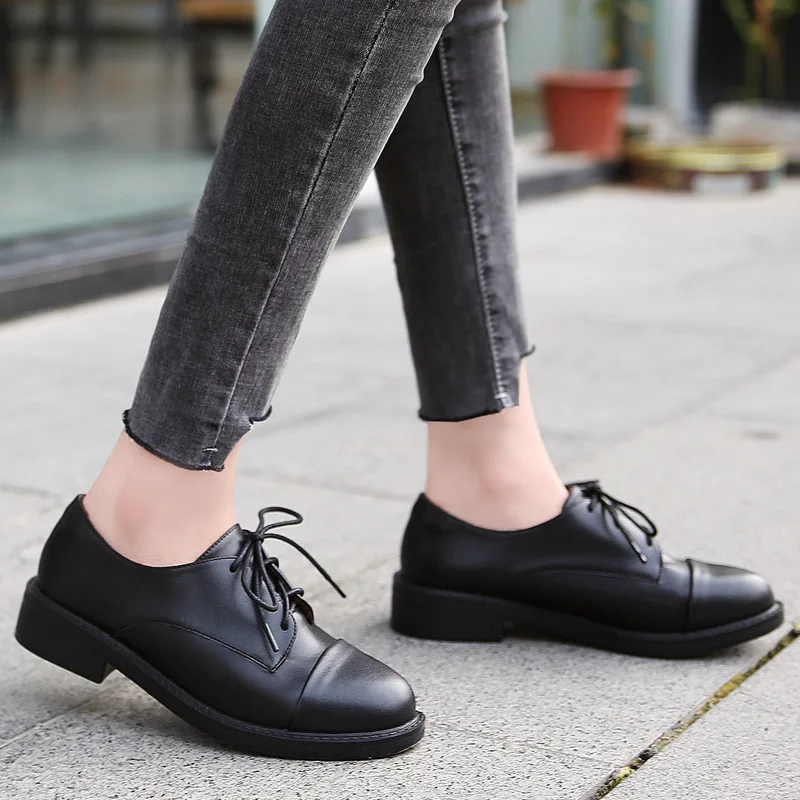 Оксфорды на шнуровке в британском стиле женские плюшевые меховые криперы зимние