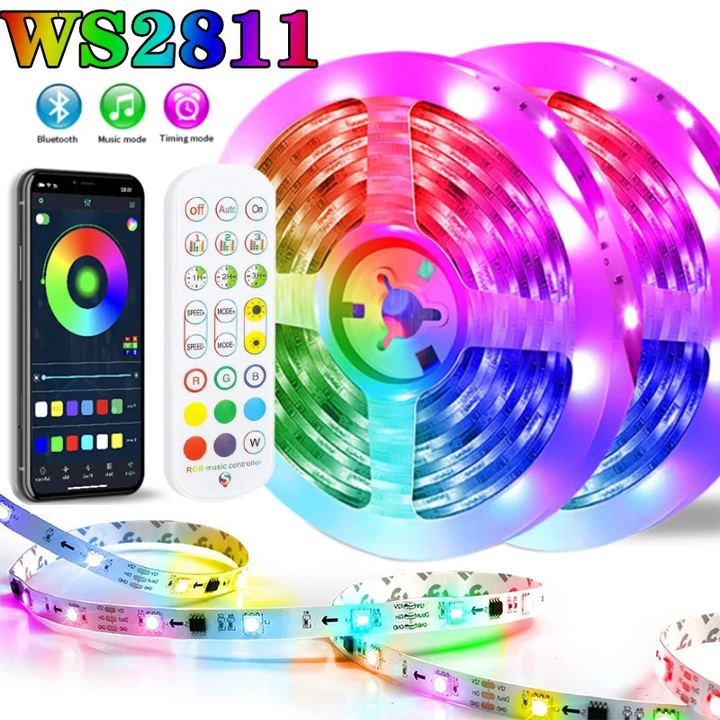 LED Strip Lights WS2811 5050 RGB Dream Color Bluetooth Infrared Remote Control Led Tape For Room Diode Flexible Ribbon Lamp
