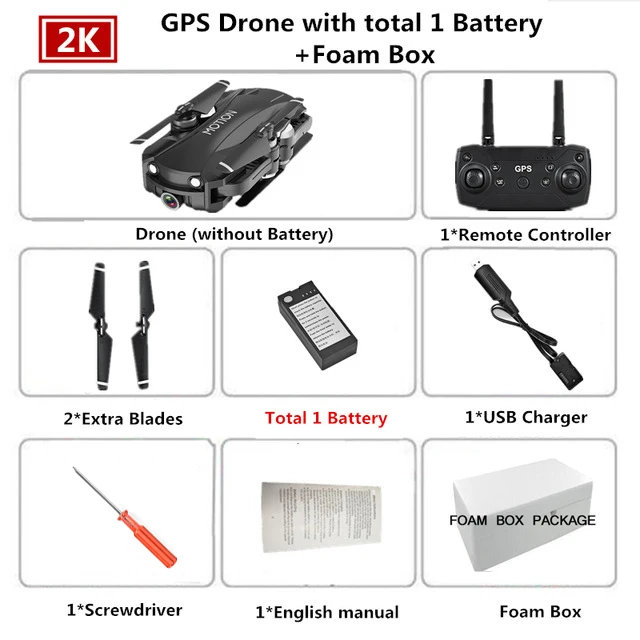 HYR10 Дрон GPS 5G WiFi Регулируемая 2K камера селфи-Квадрокоптер RC более низкая мощность возврат Безголовый режим FPV Дроны с камерой HD - Цвет: Black Foam 1 battery