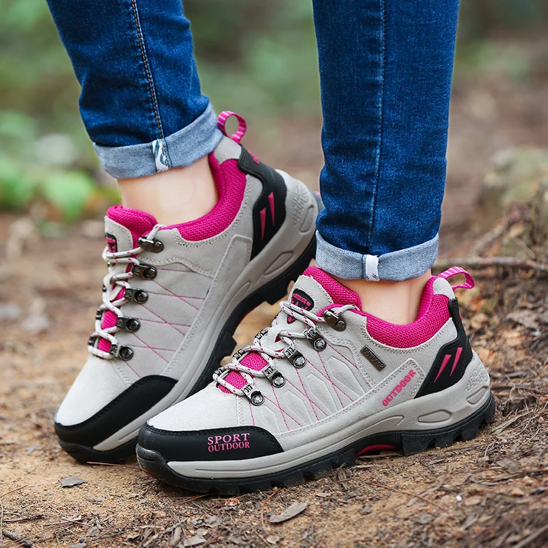 Hot sale Woman Trekking Ankle Boots Waterproof Women's Outdoor Hiking Shoes Comfortable Men's Mountain Shoes botas nieve hombre